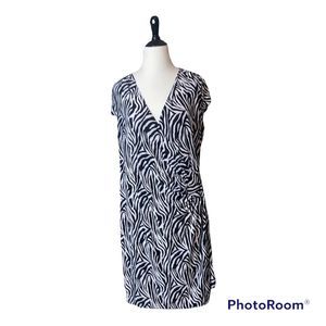 AA Studio Zibra Animal Print Faux Wrap Sleeveless  Dress Size 22W V-Neck New NWT